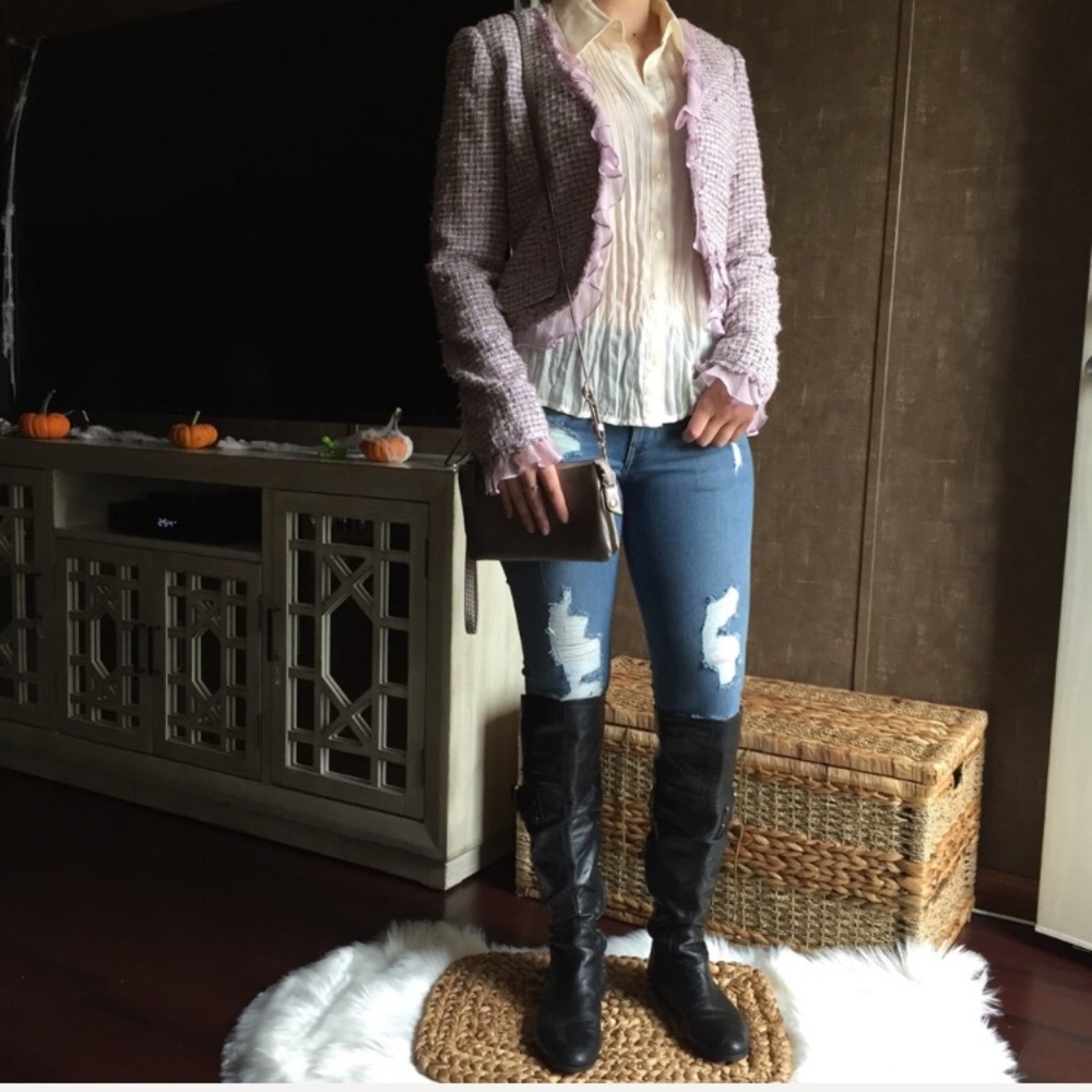 Ice Girl Tweed Jeweled Jacket Sz S